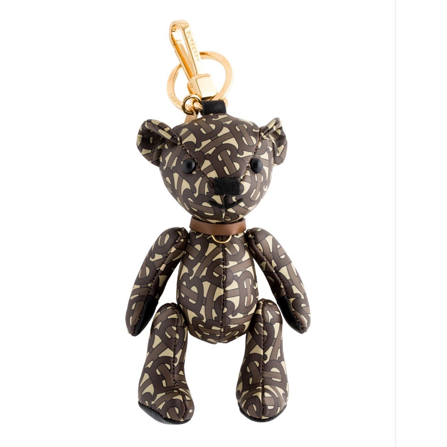 Burberry Total Logo Tb Thomas Bear Bag Charm Key Holder Leather Brown